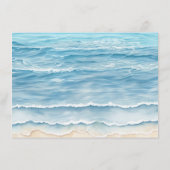 ビーチ結婚式詳細カード(水色ハート) エンクロージャーカード (裏面)