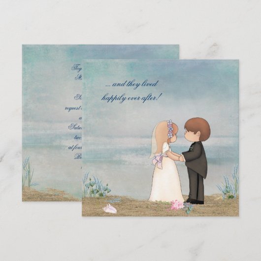 ビーチ結婚式誓 招待状 (正面/裏面)