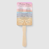 ビーチ結婚式赤面ピンクハートイン砂 ハンドファン (裏面)