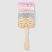 ビーチ結婚式赤面ピンクハートイン砂 ハンドファン (正面)