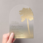 ビーチ結婚式金ゴールドサンドパームツリーアーチボホ アクリル招待状 (インサイチュ (ポータブル))