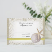 ビーチ結婚式黄色の応答カード 出欠カード (スタンド正面)