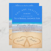 ビーチ結婚式2ハートインサンドブライダルシャワーI 招待状 (正面/裏面)