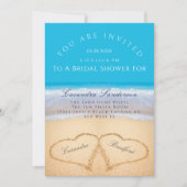 ビーチ結婚式2ハートインサンドブライダルシャワーI 招待状 (正面)