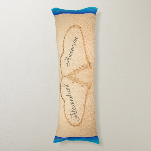 ビーチ結婚式2ハートインサンド抱き枕 ボディピロー (正面縦)