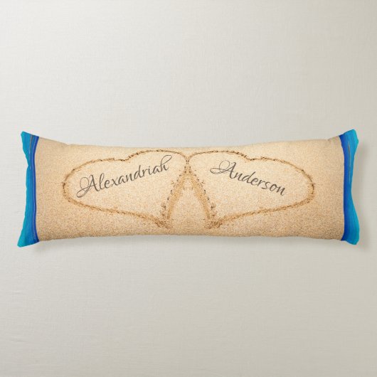 ビーチ結婚式2ハートインサンド抱き枕 ボディピロー (正面)