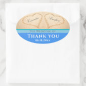 ビーチ結婚式2ハートス結婚サンドサンキュー 楕円形シール (バッグ)