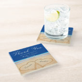 ビーチ結婚式2ハート結婚ズ ガラスコースター (アングル)