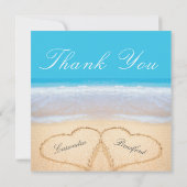 ビーチ結婚式2ハート結婚ズ サンキューカード (裏面)