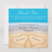 ビーチ結婚式2ハート結婚ズ サンキューカード (正面)