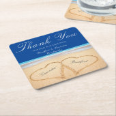 ビーチ結婚式2ハート結婚ズ スクエアペーパーコースター (アングル)