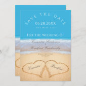 ビーチ結婚式2ハート結婚ズ 招待状 (正面/裏面)