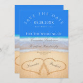 ビーチ結婚式2ハート結婚ズ 招待状 (正面/裏面)