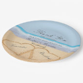 ビーチ結婚式2砂のハート結婚紙 ペーパープレート (アングル)