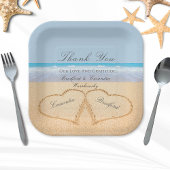 ビーチ結婚式2砂のハート結婚紙 ペーパープレート