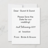 ビーチ結婚式 – お使いのテーマに合わせて色を変更！ セーブザデート (裏面)