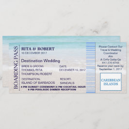 ビーチ結婚式|の搭乗券のチケット行先 招待状