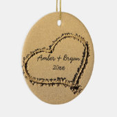 ビーチ結婚式|の第1クリスマスは一緒に名前を加えます セラミックオーナメント (右)
