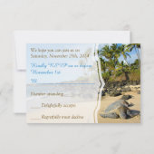 ビーチ結婚式 |ウミガメ |海 |手のひら | RSVP (裏面)