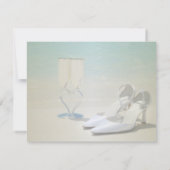 ビーチ結婚式，ガラス，ハイヒールリハーサルディナー 招待状 (裏面)