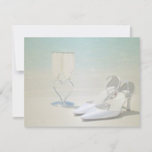 ビーチ結婚式,ガラス,ハイヒールリハーサルディナー 招待状 (裏面)