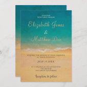 ビーチ結婚式-シーサイド/オーシ結婚アンサイド 招待状 (正面/裏面)