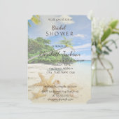 ビーチ結婚式、パーム、シースターブライダルシャワー 招待状 (スタンド正面)