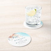 ビーチ結婚式 ラウンドペーパーコースター (インサイチュ)