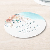 ビーチ結婚式 ラウンドペーパーコースター (アングル)