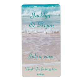 ビーチ結婚式，ワイン，水，カスタム ラベル