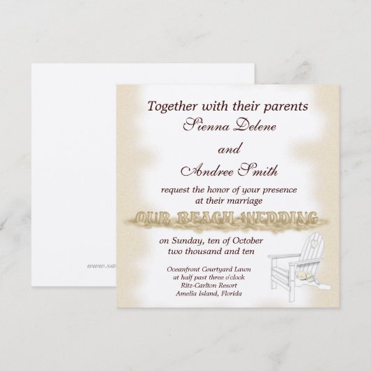 ビーチ結婚式 招待状 (正面/裏面)