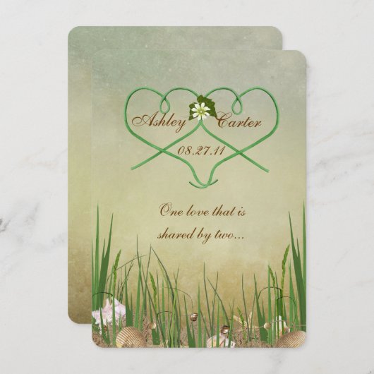 ビーチ結婚式 招待状 (正面/裏面)