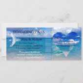 ビーチ結婚式 | 搭乗パスチケット – 宛先 招待状 (正面)