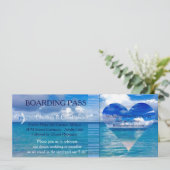 ビーチ結婚式 | 搭乗パスチケット – 宛先 招待状 (スタンド正面)