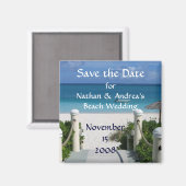 ビーチ結婚式「日付の保存」 マグネット (正面/裏面)