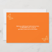 ビーチ結婚式 |砂、オレンジ、白 |花 招待状 (裏面)