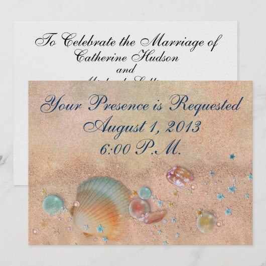 ビーチ結婚式- SRF 招待状 (正面/裏面)