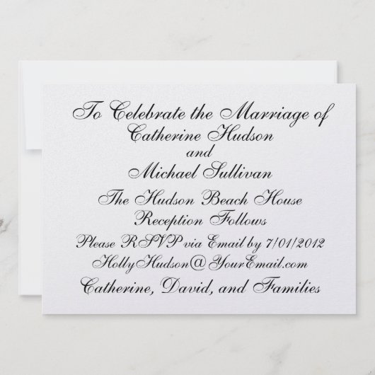 ビーチ結婚式- SRF 招待状 (裏面)