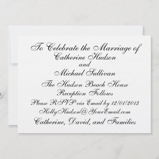 ビーチ結婚式- SRF 招待状 (裏面)