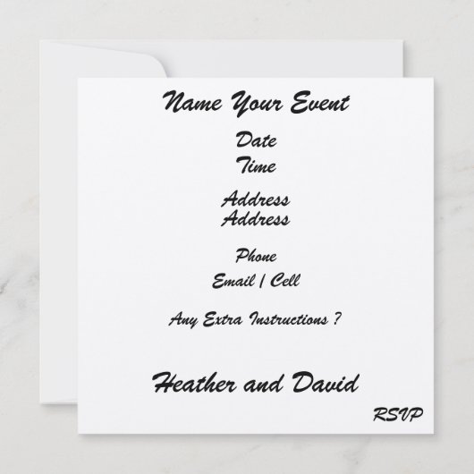 ビーチ結婚式- SRF 招待状 (裏面)