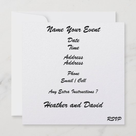 ビーチ結婚式- SRF 招待状 (裏面)