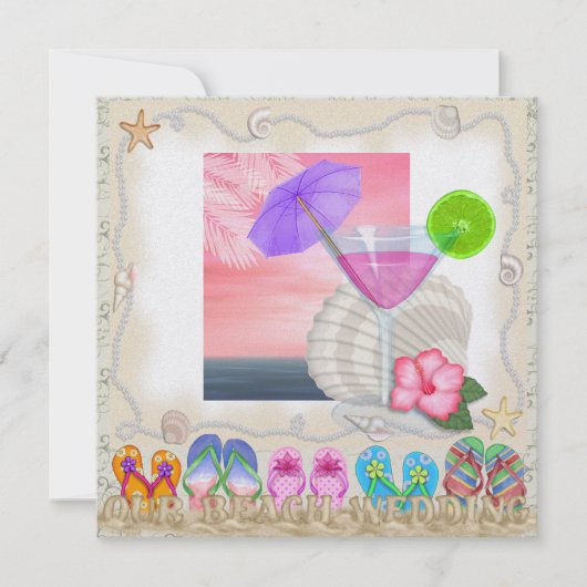 ビーチ結婚式- SRF 招待状 (正面)
