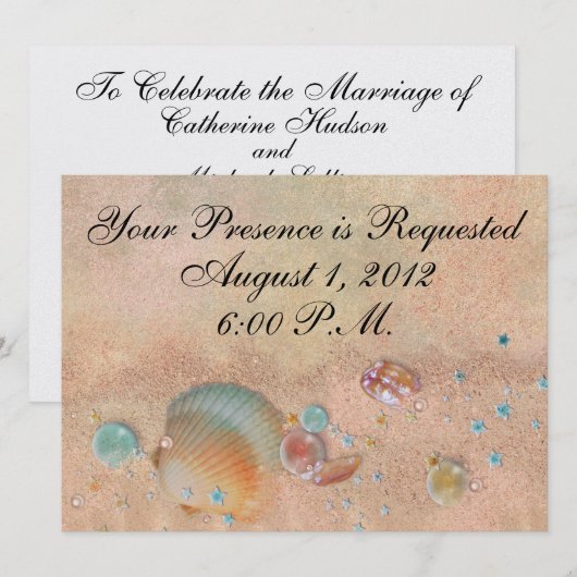 ビーチ結婚式- SRF 招待状 (正面/裏面)