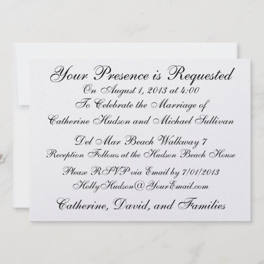 ビーチ結婚式- SRF 招待状 (裏面)