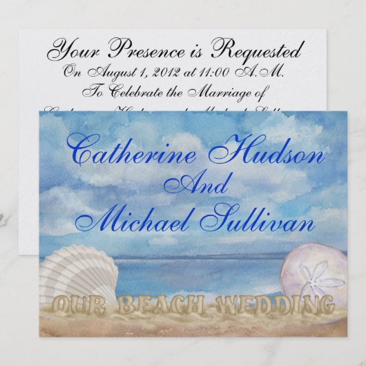 ビーチ結婚式- SRF 招待状 (正面/裏面)