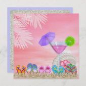 ビーチ結婚式- SRF 招待状 (正面/裏面)