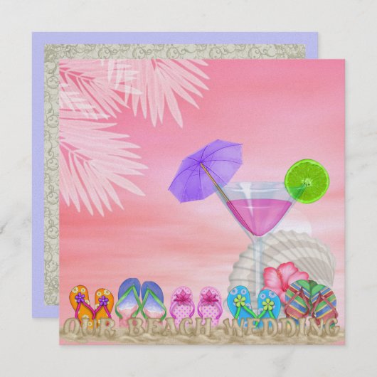 ビーチ結婚式- SRF 招待状 (正面/裏面)