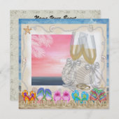 ビーチ結婚式- SRF 招待状 (正面/裏面)