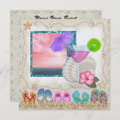 ビーチ結婚式- SRF 招待状 (正面/裏面)