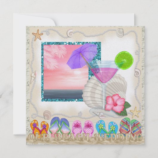 ビーチ結婚式- SRF 招待状 (正面)